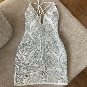Windsor Silver Sequence Drop Neck Dress